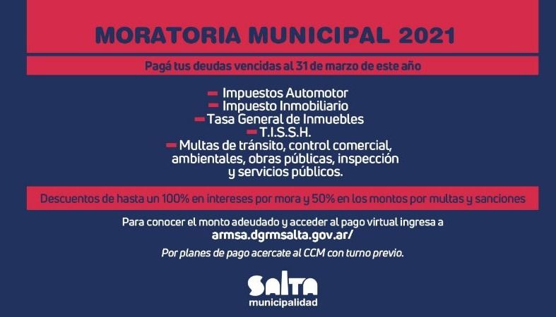 Rige el plan de moratoria municipal 2021