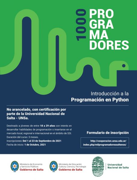 Gobierno y UNSa convocan a jóvenes a estudiar programación