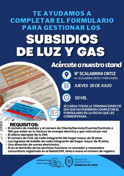 Operativo para acceder a subsidios de luz y gas