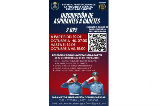 La Escuela de Cadetes del Servicio Penitenciario abrió las inscripciones para el período de formación 2.023