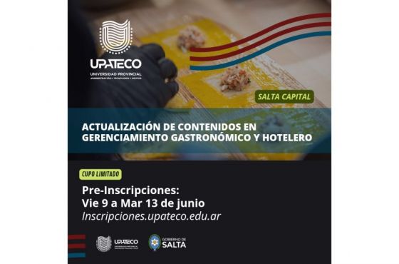 UPATecO brindará Capacitación para Gastronómicos y Hoteleros