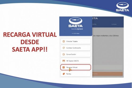 Los usuarios de SAETA APP pueden recargar saldo desde la aplicación